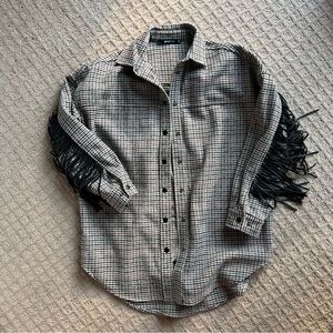 Sherpa oversized fit jacket with fringe